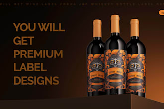 design premium wine label, whiskey, and gin bottle label