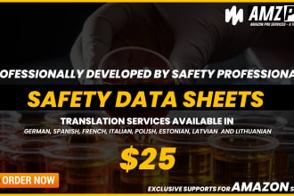 create safety data sheet sds msds for UK USA or amazon