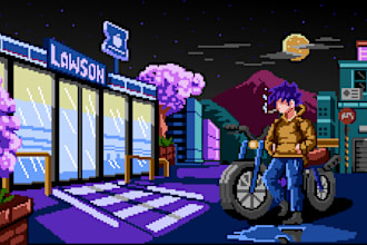 create a pixel art wallpaper or background