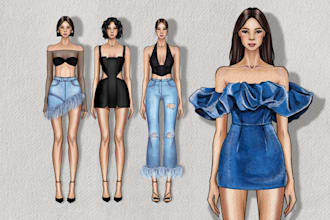 draw a sketch, fashion or editorial illustration