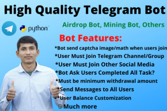 create a telegram airdrop bot for you in 12 hours