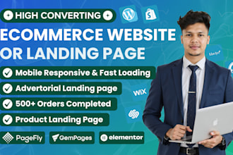 do high converting wordpress wix shopify landing page or ecommerce website store
