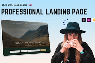 design you a professional landing page UX UI wireframe