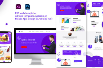 design PSD web template, xd web template, website, or PSD mockup