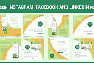design instagram, facebook, linkedin posts and stories