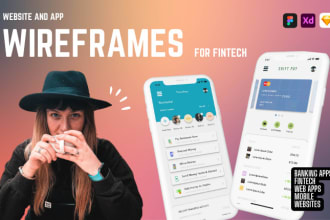 create UX UI wireframes for your website or app for fintech