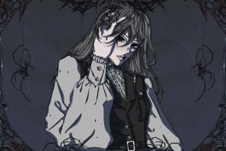 draw art, card, oc or furry in dark cartoon comic style