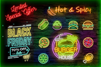 create a neon sign or neon text logo