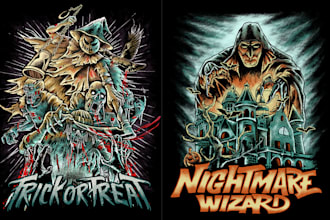 draw dark art, gore, horror, metal album art illustration