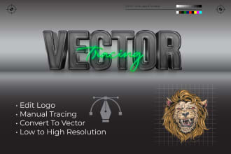redraw or edit logo, vector tracing, low to high resolution