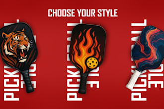 create pickleball paddle rackets, bag, full package designs