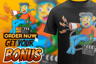 draw animal cartoon illustration for t shirt, clothing
