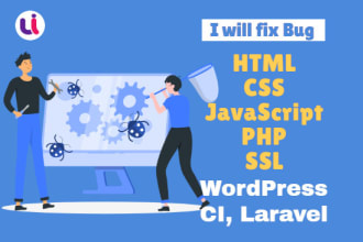 do bug fixing in HTML CSS javascript PHP SSL laravel
