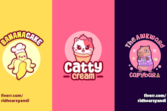 make a cute kawaii cartoon mascot logo design