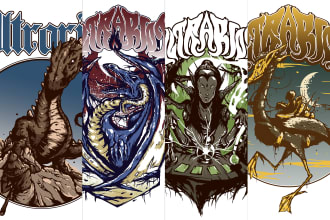 draw stoner rock, psychedelic, dark, doom artwork
