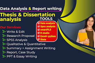 do data analysis, interpretation of research by  spss analysis ,python, excel,r