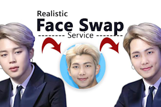 do realistic face swap, head swap, photo edit in photoshop