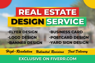 design real estate flyer yard sign postcard banner in 24h