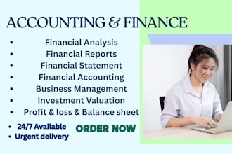 do accounting and finance assignments, financial analysis report, excel projects
