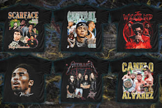 create bootleg vintage 90s rap t shirt designs for brands that sell
