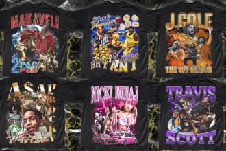 design a vintage 90s bootleg rap for your tee