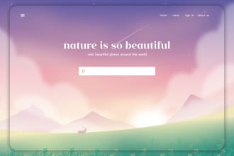 illustrate beautiful flat landscape for website, app