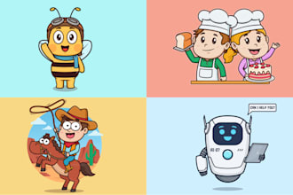 draw cute cartoon character, mascot, stickers