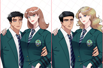 draw your oc potrait vtuber in my anime manhwa style