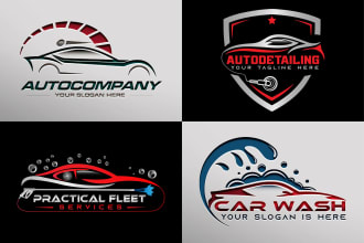 design car, auto detailing, automotive and carwash logo