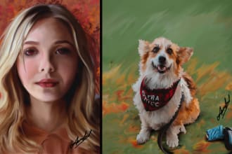 do digital oil painting and portrait