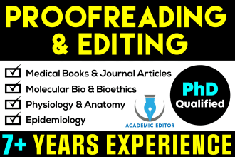 proofread and edit your medical, health, or nursing journal article or book