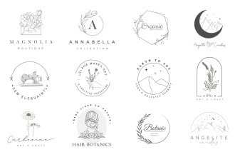 design custom hand drawn botanical boho modern logo for you