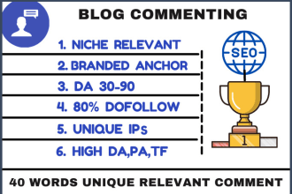 do niche relevant high authority blog comment backlink da 30