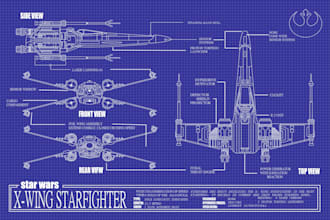 do technical drawings and illustrations blueprint line 2d art vector