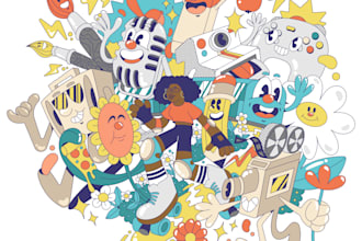 create digital vector illustration in cartoon style