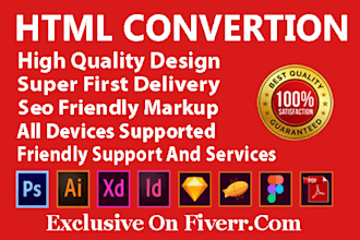 convert psd xd figma to html responsive bootstrap website