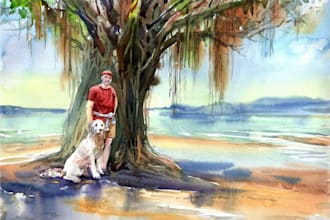 paint watercolor painting from your photo by hands