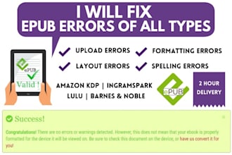 fix edit error in epub validate mobi formatting lulu ingramspark margin interior
