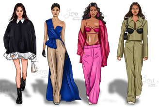 draw a fashion illustration, editorial, portrait, sketch