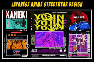 do amazing anime streetwear t shirt design for you