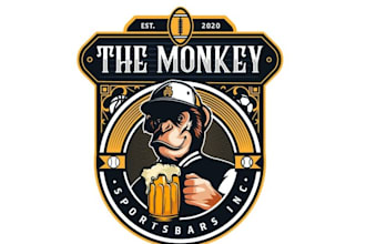 create a timeless monkey sports bars logo