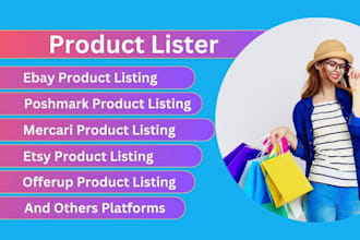 do product listing on ebay, poshmark, mercari, etsy, others