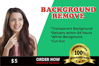 remove background  in white or transparent  within 24hours
