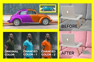 perfectly do color change, colour correction, color replacement