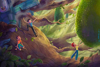 create whimsical middle grade book illustrations