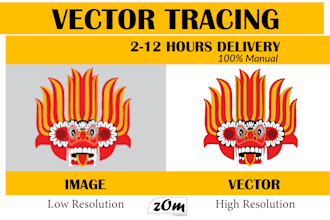 manual vector tracing, redraw, recreate, raster logo or image perfectly