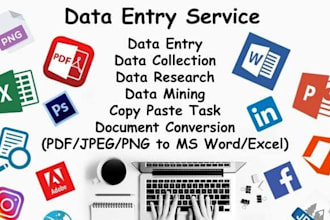 data entry, web research, copy paste, excel data entry