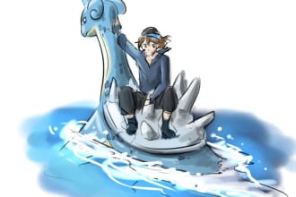 draw pokemon fanart, trainer oc, pokemon card art
