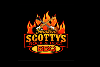 design rock and roll themed barbecue restaurant logo