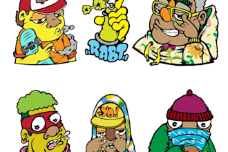 do cartoon illustration, doodle, sticker design, nft, pop art
